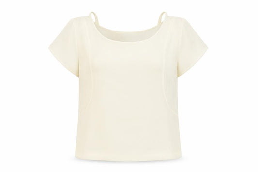 Front view of Marks & Spencer Ivory Scoop Neck Top, size 12