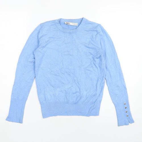 Zara Women's Blue Pullover Jumper Size 10