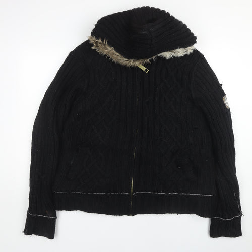 River Island Men's Black XL High Neck Full Zip Jumper