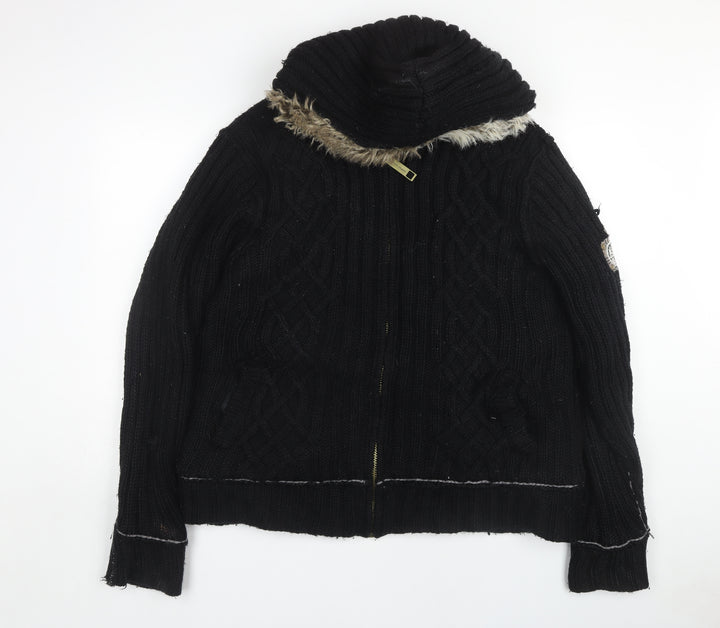 River Island Men's Black XL High Neck Full Zip Jumper