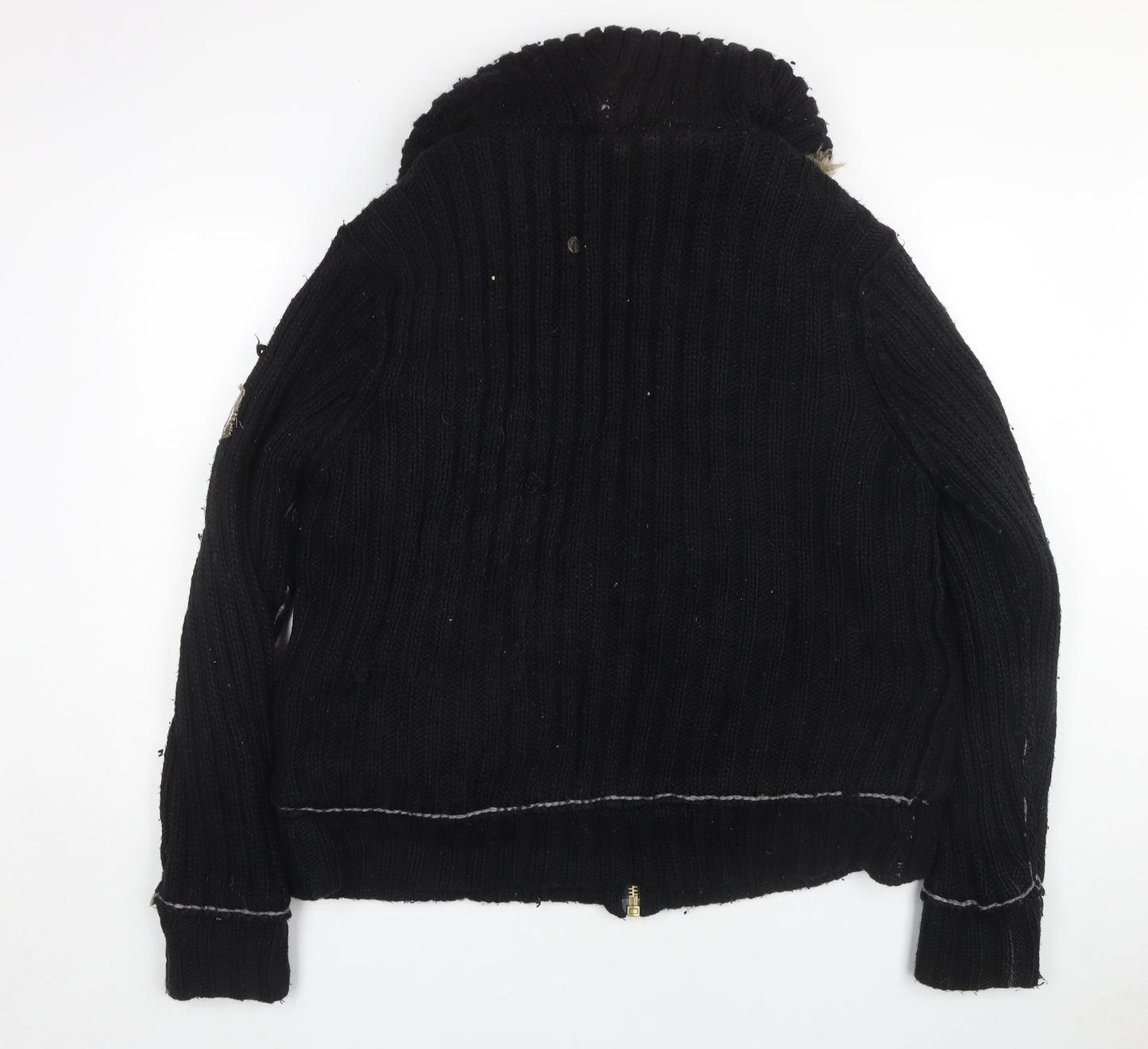 River Island Men's Black XL High Neck Full Zip Jumper
