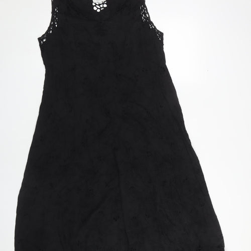 Little Buddha Black Crochet Sleeveless Dress L