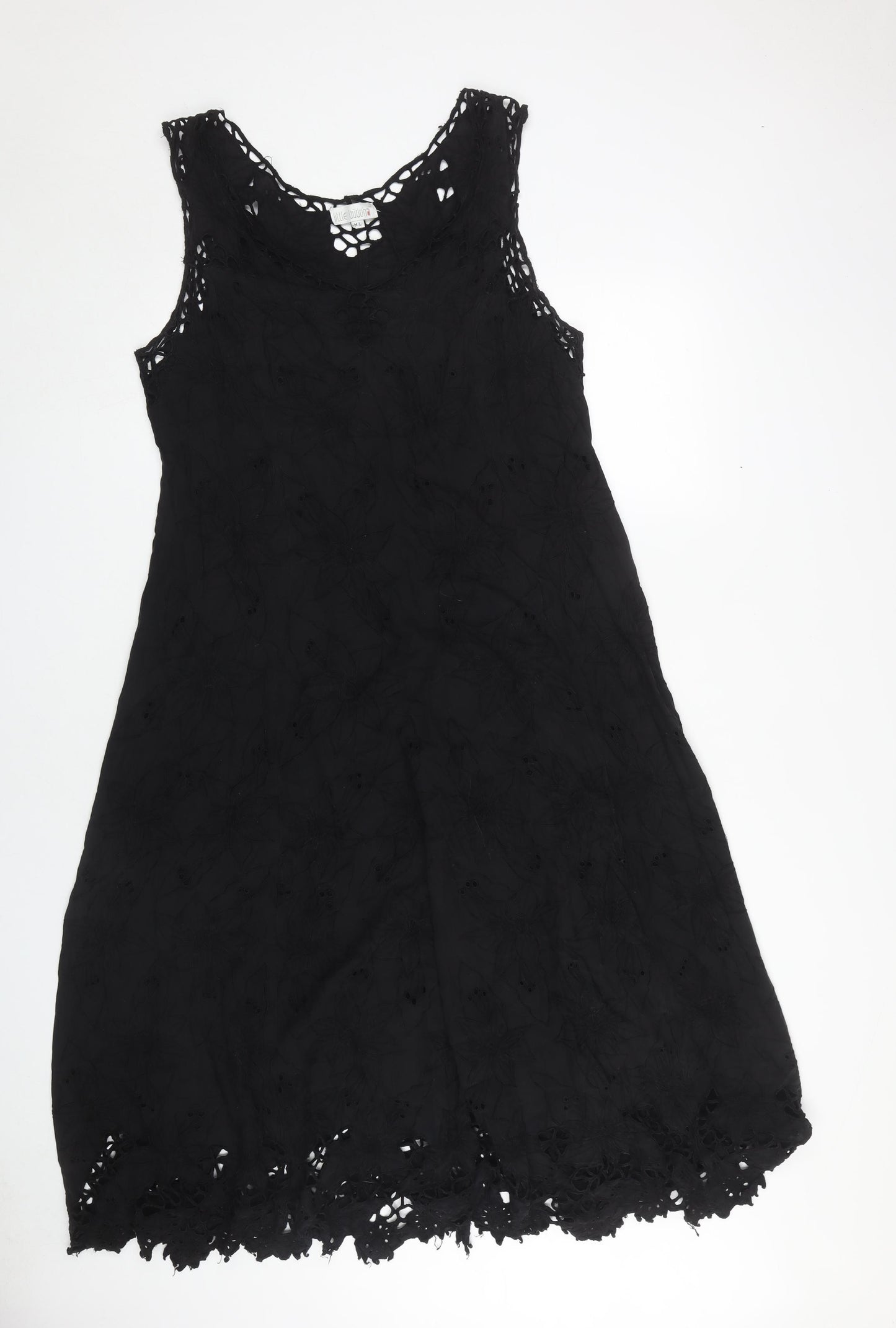 Little Buddha Black Crochet Sleeveless Dress L