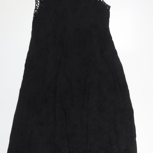 Little Buddha Black Crochet Sleeveless Dress L