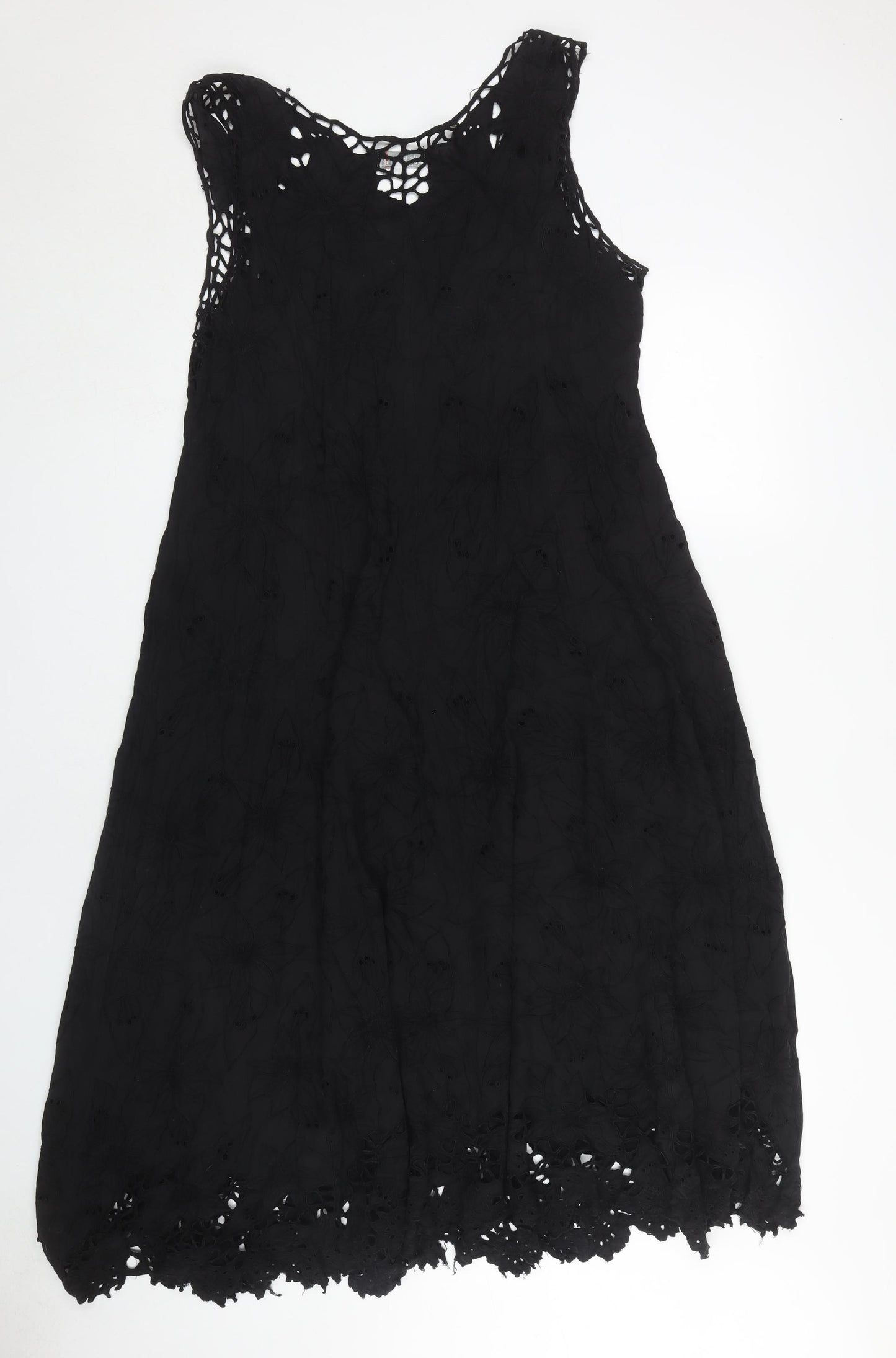 Little Buddha Black Crochet Sleeveless Dress L