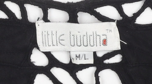 Little Buddha Black Crochet Sleeveless Dress L