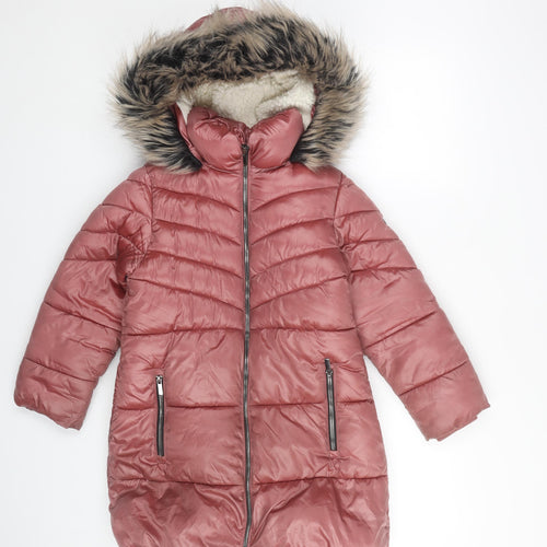 Next Girls Pink Puffer Jacket 8 Years Winter Hooded Coat