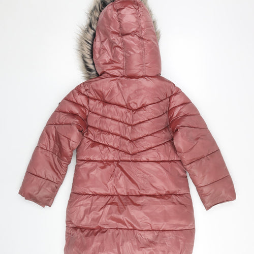 Next Girls Pink Puffer Jacket 8 Years Winter Hooded Coat