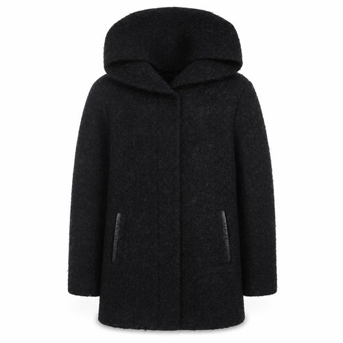 Girls Rule Black Hooded Mid-Length Coat, Size 11 Years