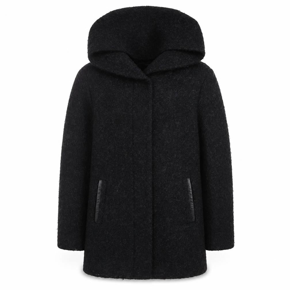 Girls Rule Black Hooded Mid-Length Coat, Size 11 Years
