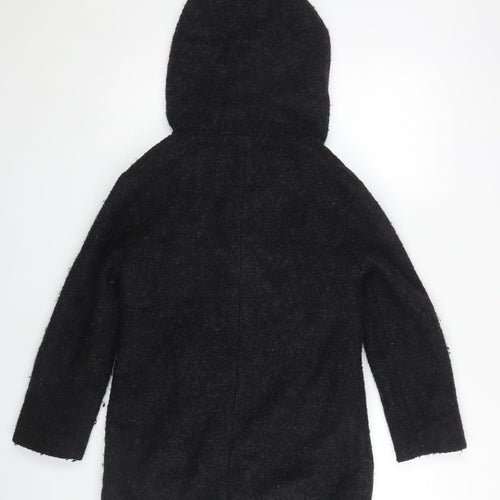 Girls Rule Black Hooded Mid-Length Coat, Size 11 Years