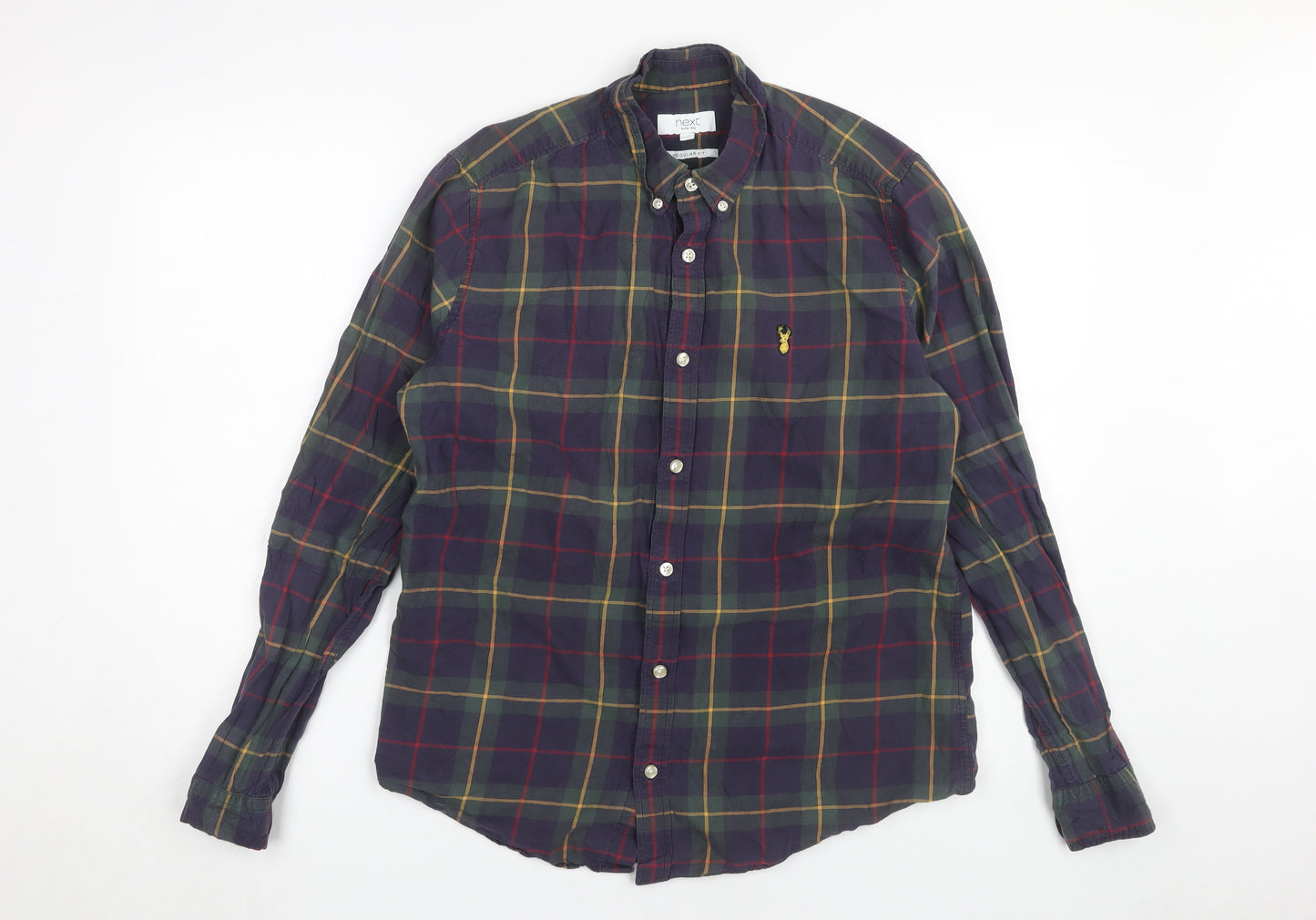Next Men's Multicoloured Plaid Shirt, M, Button-Up