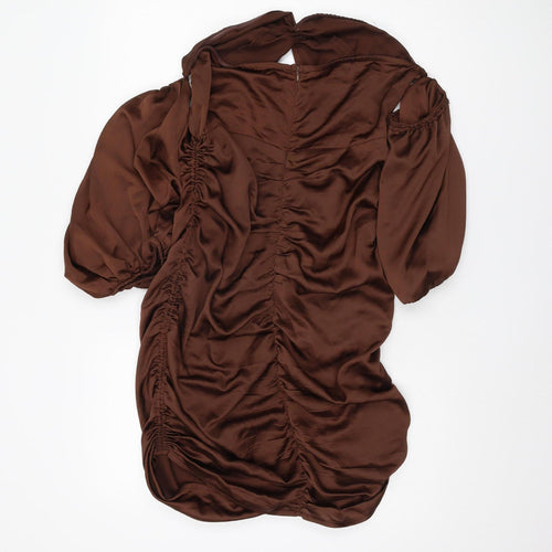 Quiz Women’s Brown Ruched Dress Size 14