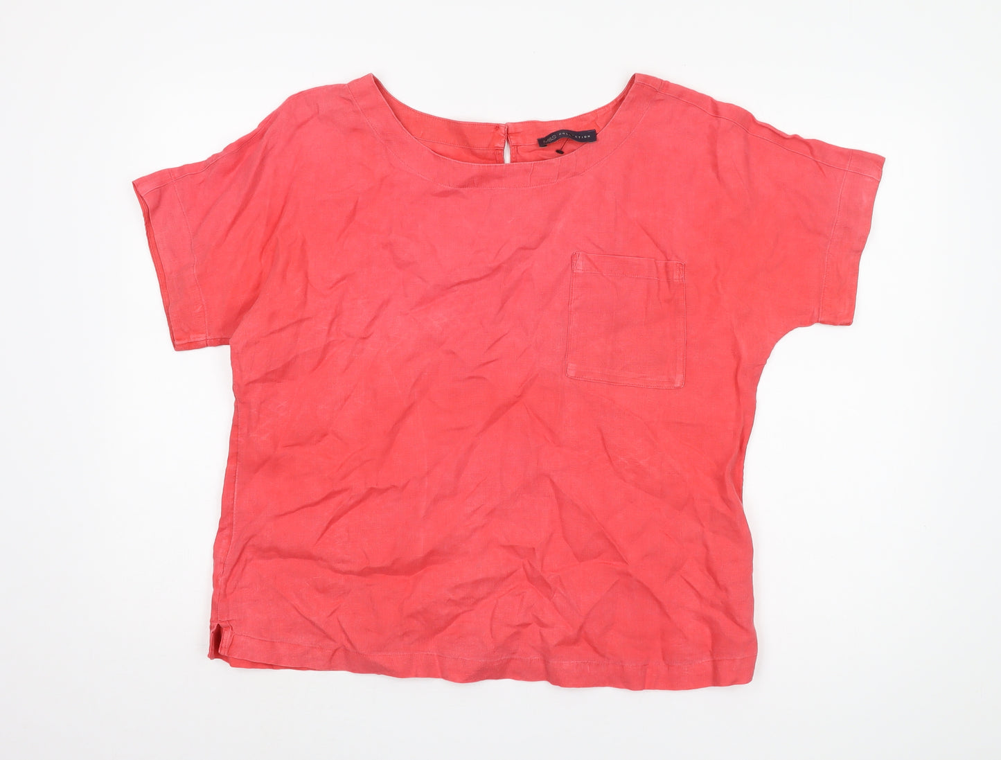 Marks and Spencer Women's Red Linen Top Size 14