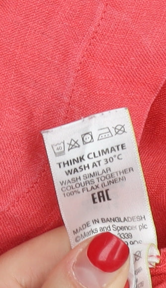 Marks and Spencer Women's Red Linen Top Size 14
