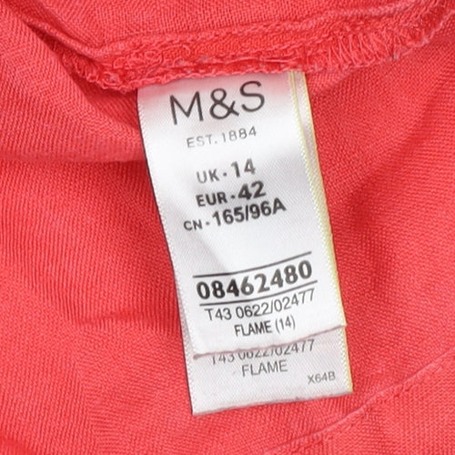 Marks and Spencer Women's Red Linen Top Size 14