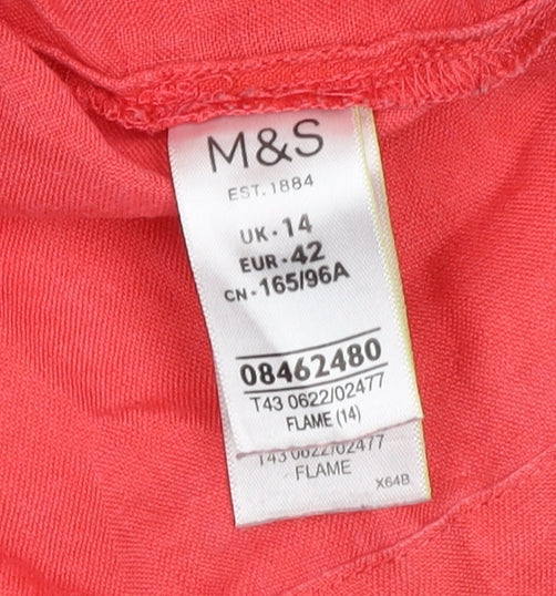 Marks and Spencer Women's Red Linen Top Size 14