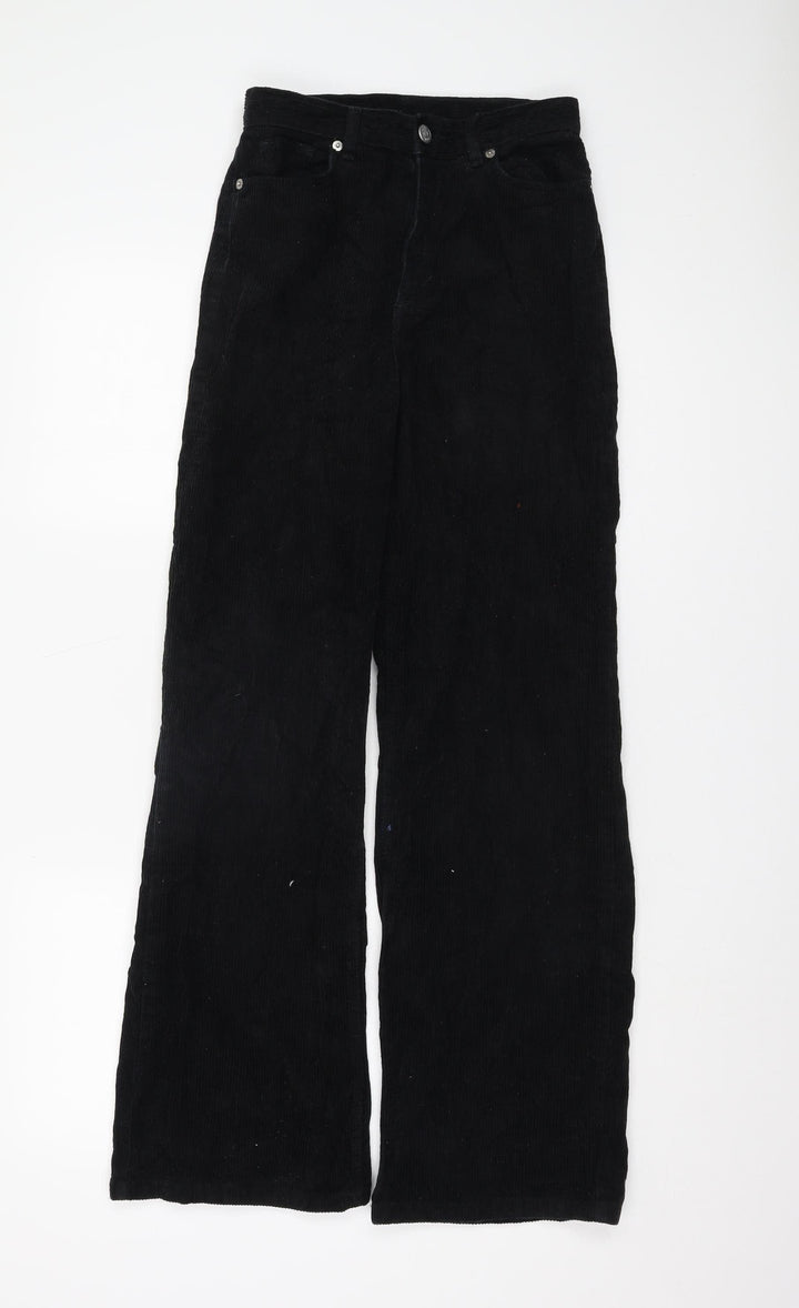Monki Black Corduroy Trousers - Size 6, Women's Regular Fit