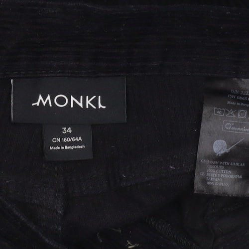 Monki Black Corduroy Trousers - Size 6, Women's Regular Fit