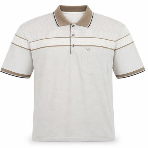 Carabou Men's Beige Striped Polo Shirt L