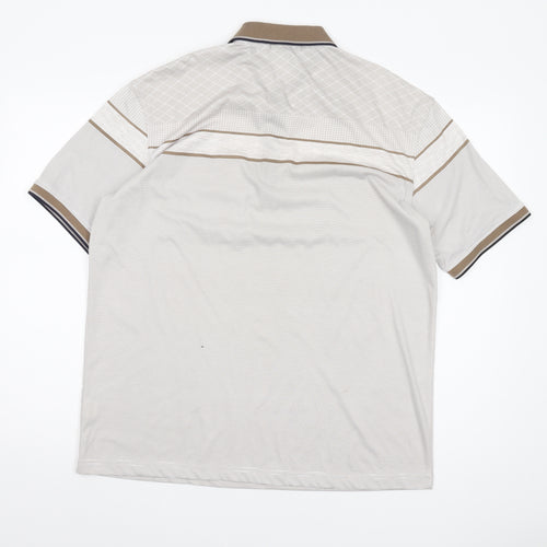 Carabou Men's Beige Striped Polo Shirt L