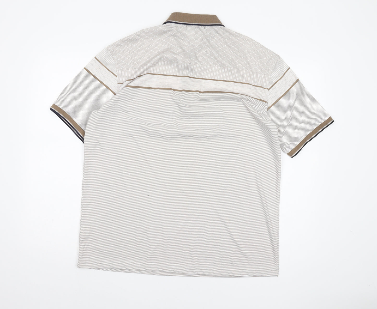 Carabou Men's Beige Striped Polo Shirt L