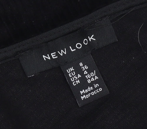 New Look Women's Black Pinafore Dress, Size 8, Corduroy