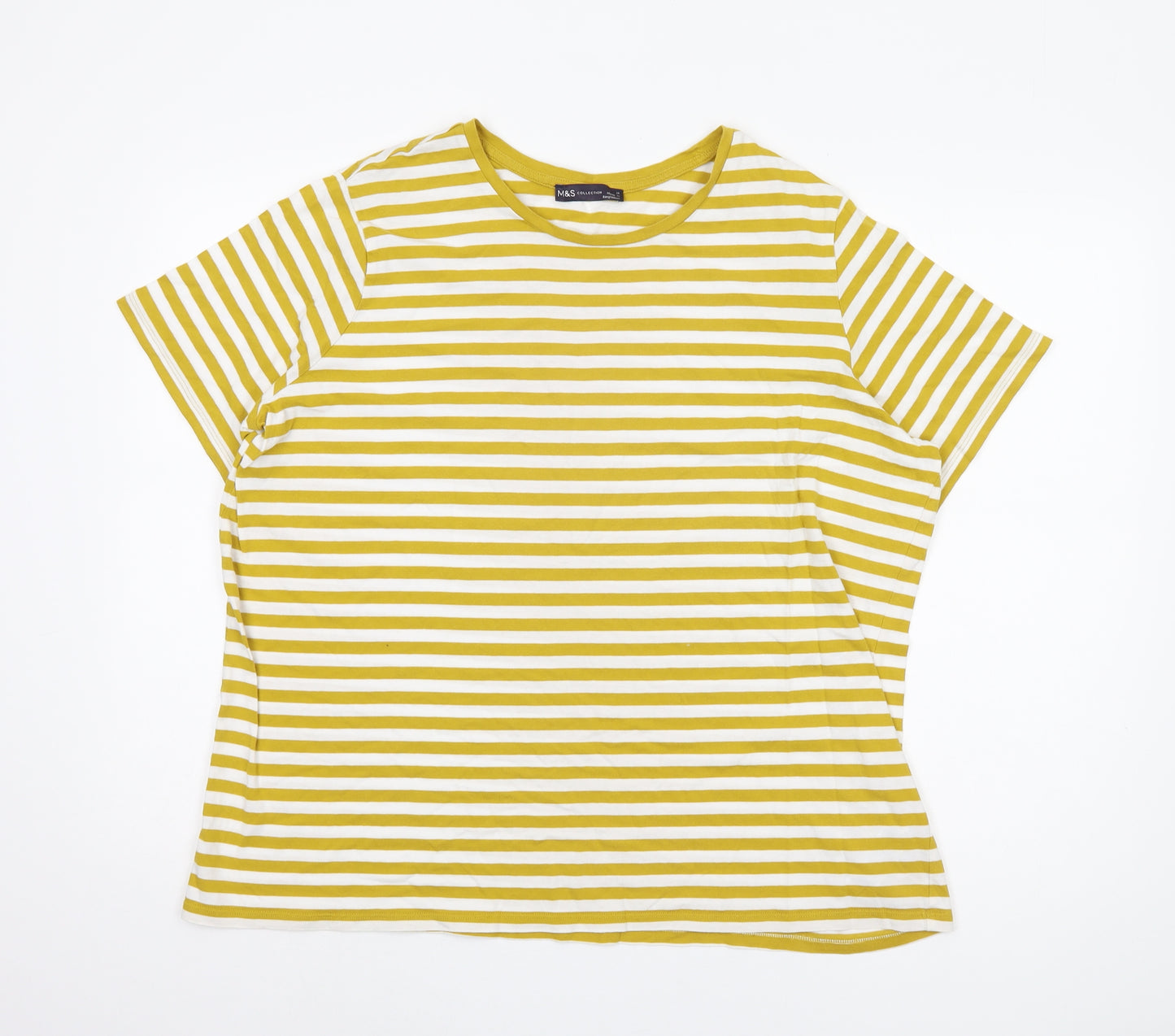 Marks and Spencer Women's Yellow Striped T-Shirt, Size 18