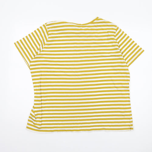 Marks and Spencer Women's Yellow Striped T-Shirt, Size 18