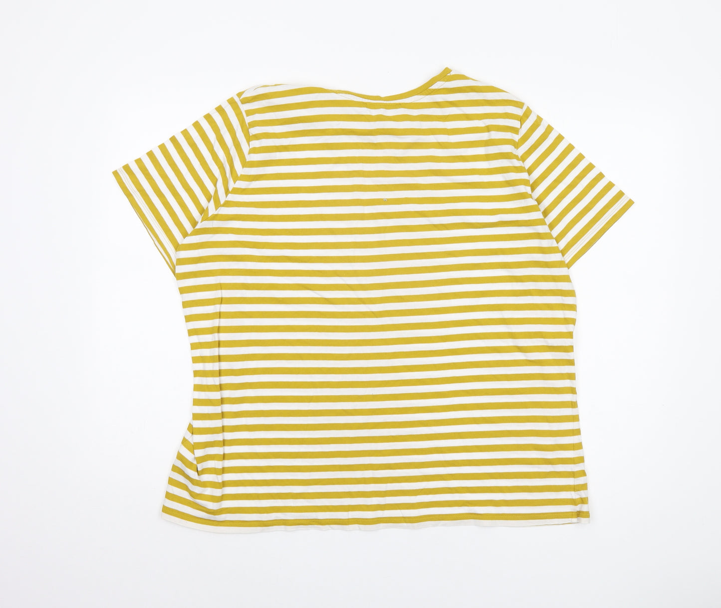 Marks and Spencer Women's Yellow Striped T-Shirt, Size 18