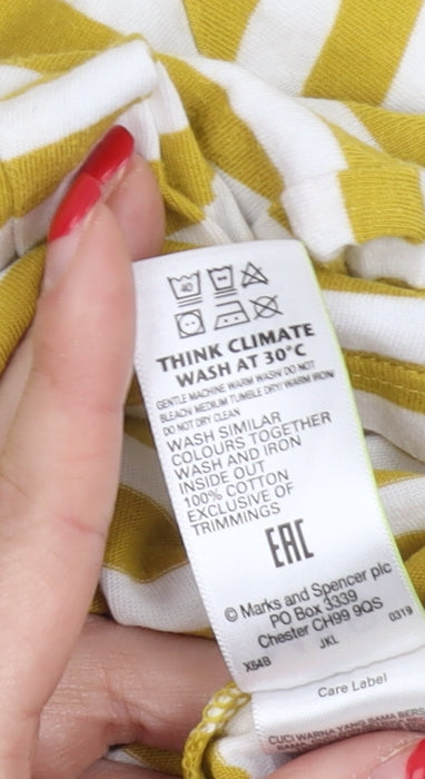 Marks and Spencer Women's Yellow Striped T-Shirt, Size 18