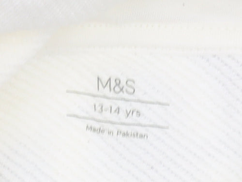 Marks and Spencer Boys White Pullover Hoodie 13-14 Years