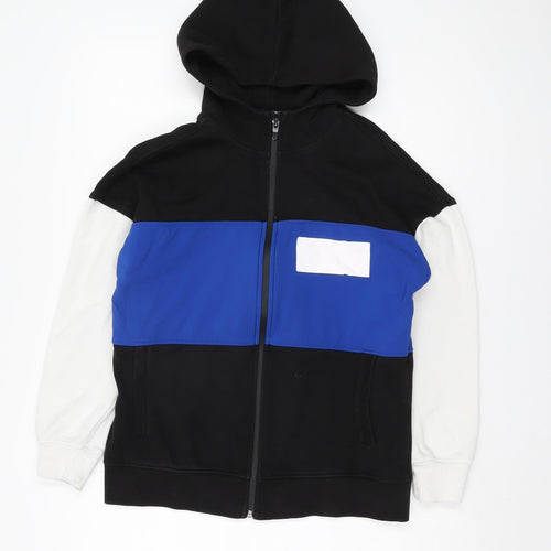 Zara Boys Black Full Zip Colourblock Hoodie, Size 11-12 Years