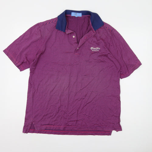 Fairway & Greene Men's Purple Striped Polo Shirt M