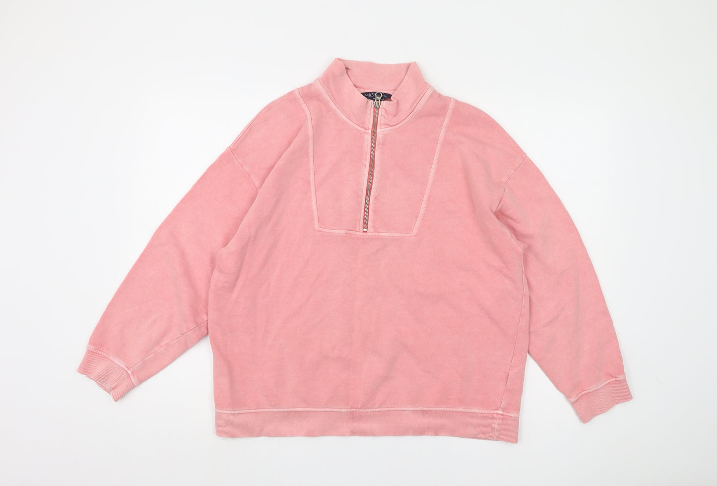 Marks and Spencer Women’s Pink 1/2 Zip Sweatshirt Size 14