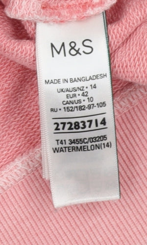 Marks and Spencer Women’s Pink 1/2 Zip Sweatshirt Size 14