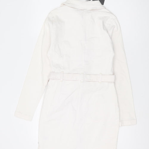 Parisian Women's White Shirt Dress, Size 10, Collared Casual