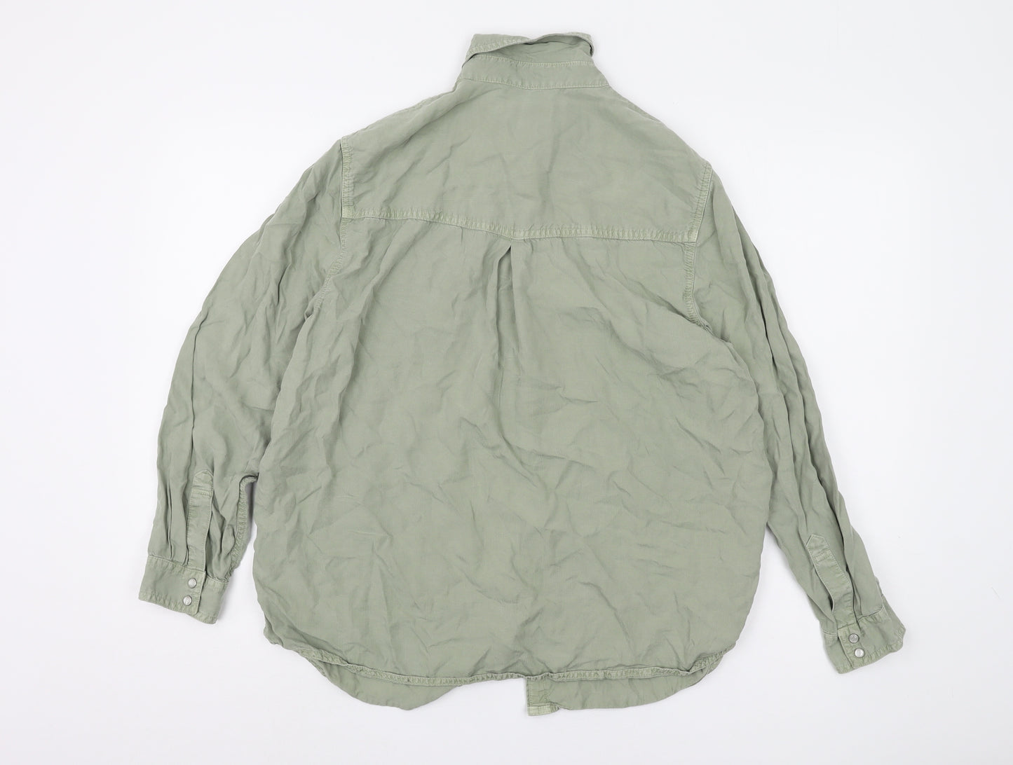 Marks and Spencer Women's Green Button-Up Shirt 16