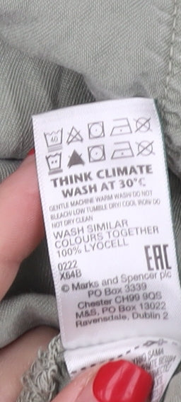 Marks and Spencer Women's Green Button-Up Shirt 16