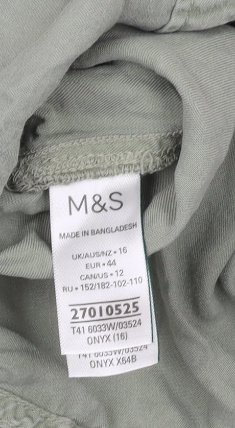 Marks and Spencer Women's Green Button-Up Shirt 16