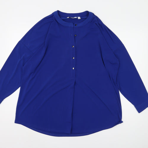 Wuli: Luu Women's Blue Long Sleeve Button-Up Shirt