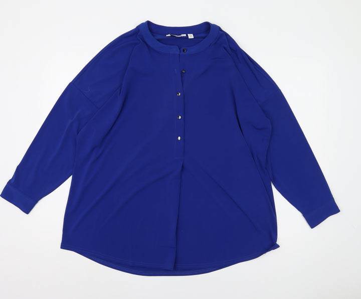 Wuli: Luu Women's Blue Long Sleeve Button-Up Shirt