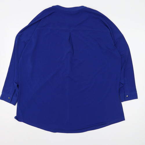 Wuli: Luu Women's Blue Long Sleeve Button-Up Shirt