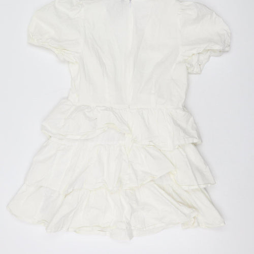 Zara Women's White Ruffle Dress Size 14