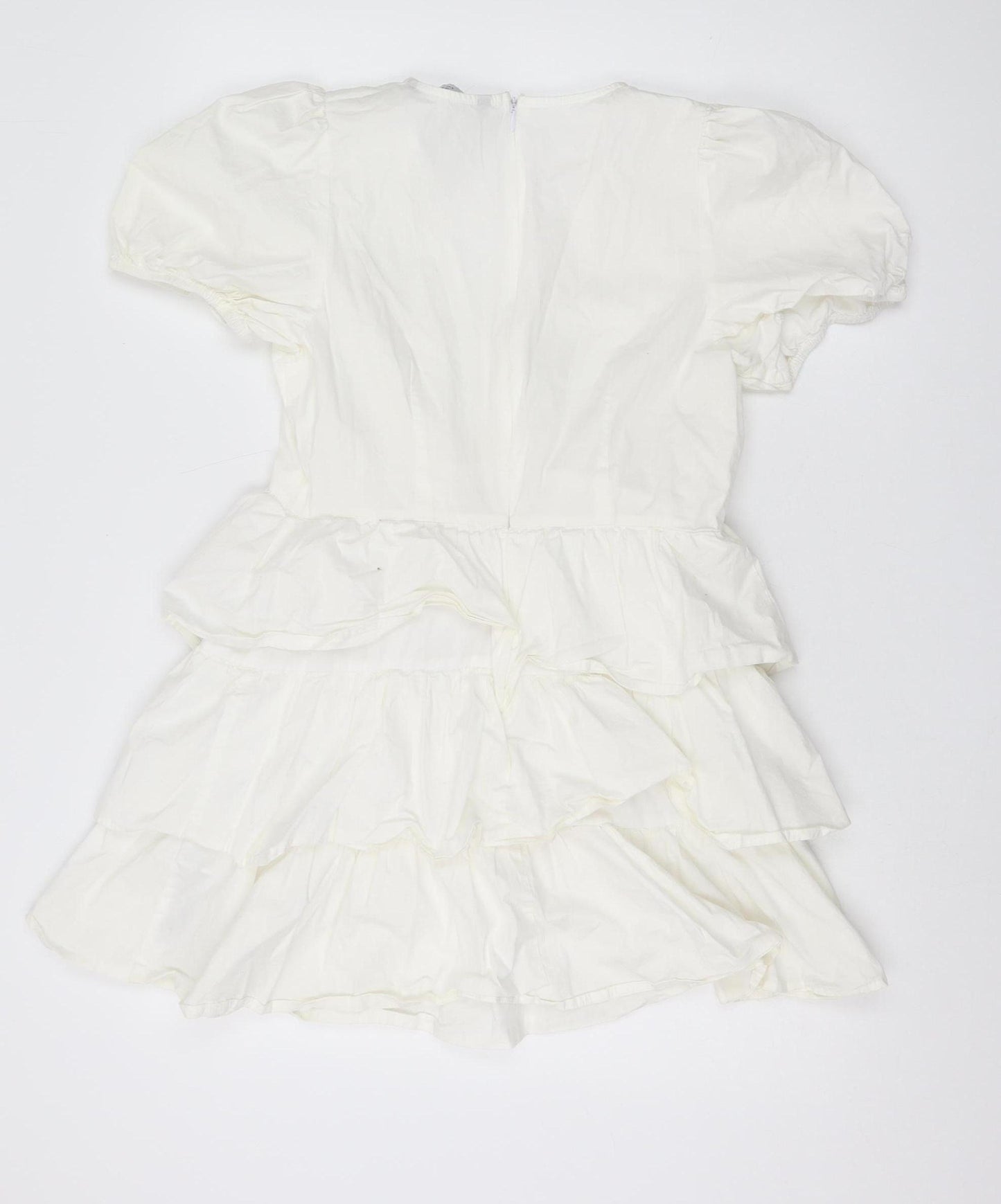 Zara Women's White Ruffle Dress Size 14
