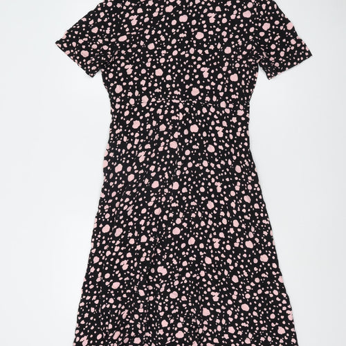 Marks and Spencer Black Polka Dot Shirt Dress - Size 10