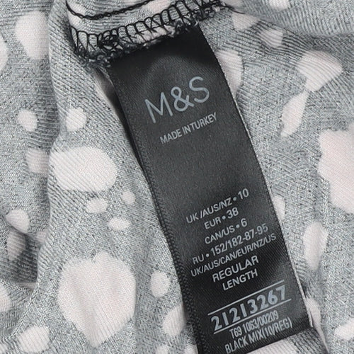 Marks and Spencer Black Polka Dot Shirt Dress - Size 10