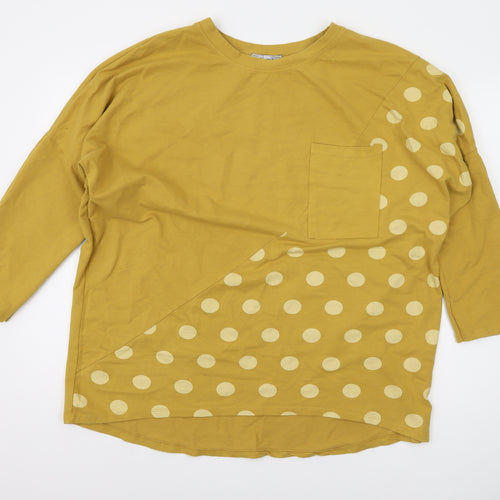Alexara Women's Yellow Polka Dot Pullover Sweatshirt L