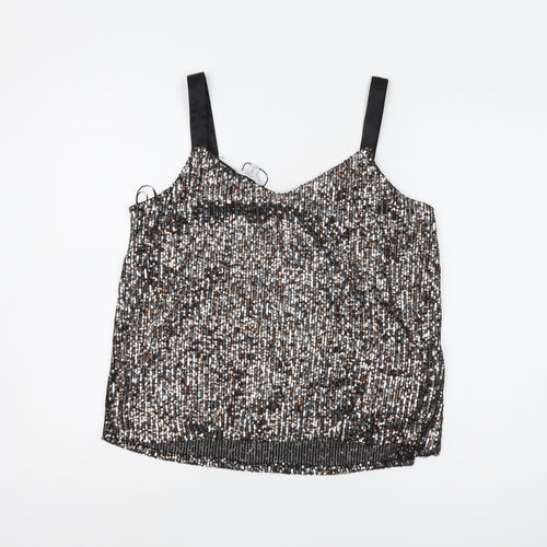 M&Co Women's Silver Sequin Camisole Size 12