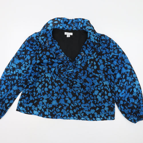 Wallis Women's Blue Floral Blouse Size 14 - Spring Casual